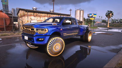 ram dually on amanis with the matching 1 car trailer